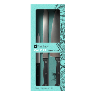 Di Antonio Valore Essentials Kitchen Knife Set 3pc Cooks, Carving, Utility Di Antonio Valore Essentials Kitchen Knife Set 3pc Cooks, Carving, Utility