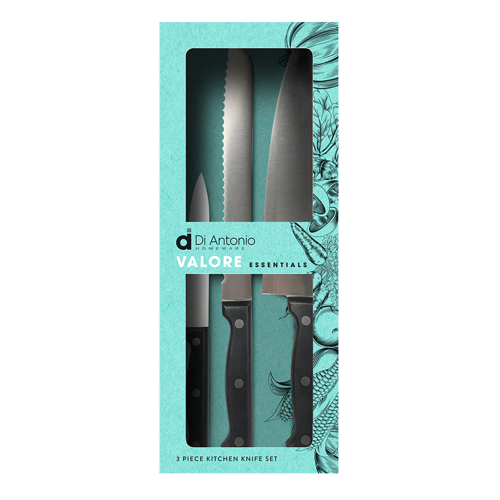 Di Antonio Valore Essentials Kitchen Knife Set 3pc Cooks, Carving, Utility